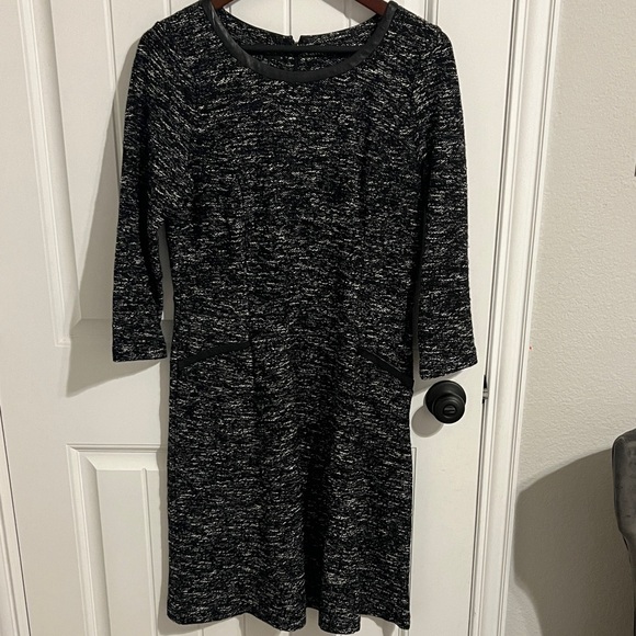 Talbots Dresses & Skirts - Talbots Twisted Tweed Boucle 3/4 Sleeve Fit and Flare Black&White Dress Size 12P